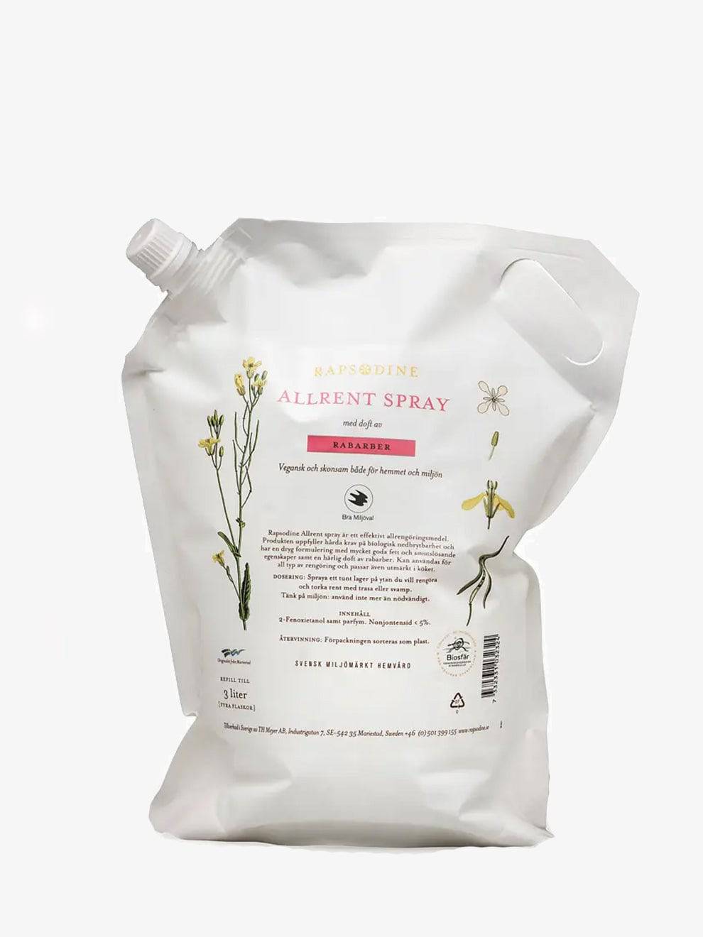 Rapsodine - Allrent spray - Doft av rabarber - Refill 3 liter - 11hektar