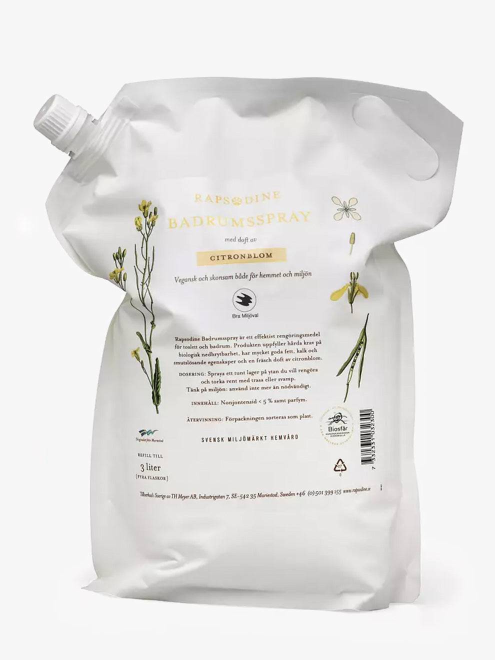 Rapsodine badrumsspray Citronblom i refillpåse, 3 liter
