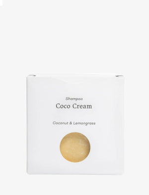 Grön Lycka Coco Cream schampokaka i förpackning