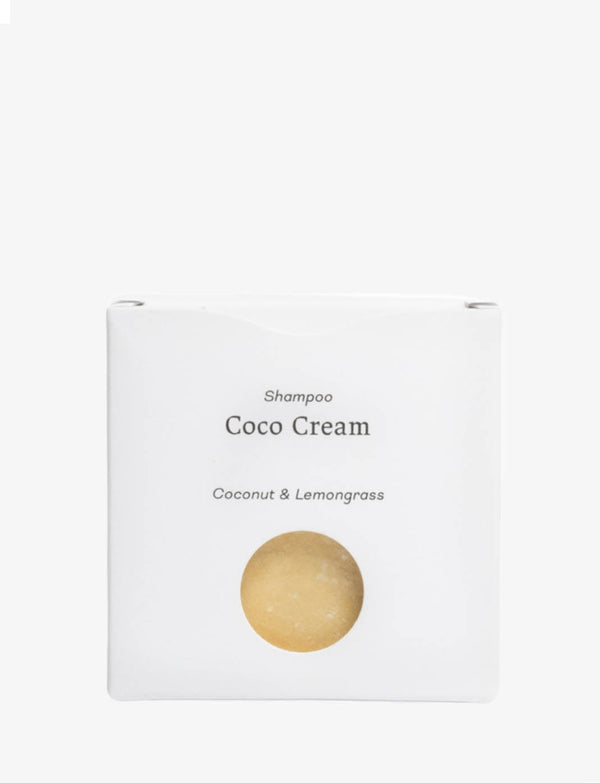 Grön Lycka Coco Cream schampokaka i förpackning