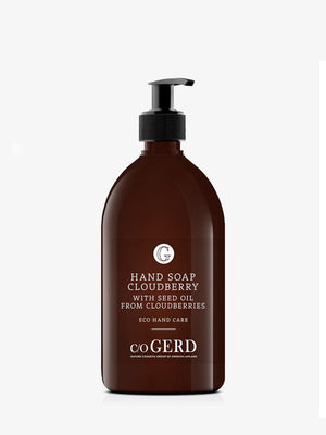 c/o Gerd handtvål i brun pumpflaska, 500 ml, etiketten framifrån