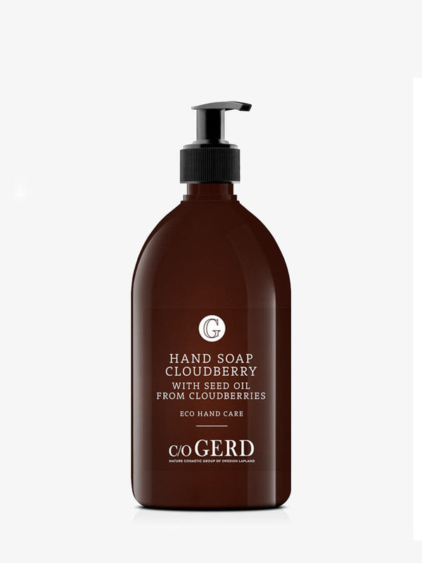 c/o Gerd handtvål i brun pumpflaska, 500 ml, etiketten framifrån